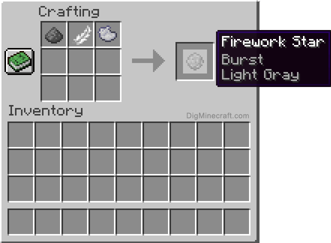 Crafting recipe for light gray burst firework star
