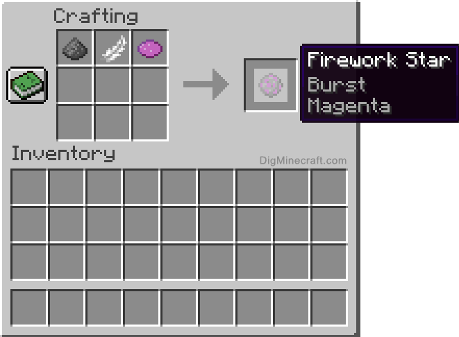 Crafting recipe for magenta burst firework star