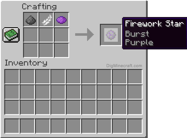 Crafting recipe for purple burst firework star