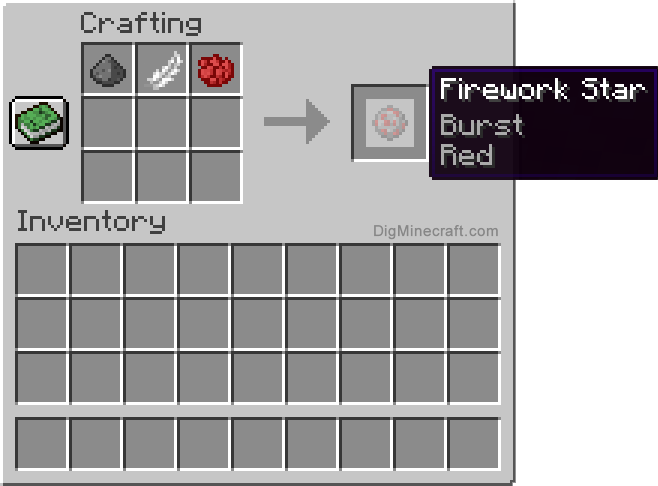 Crafting recipe for red burst firework star