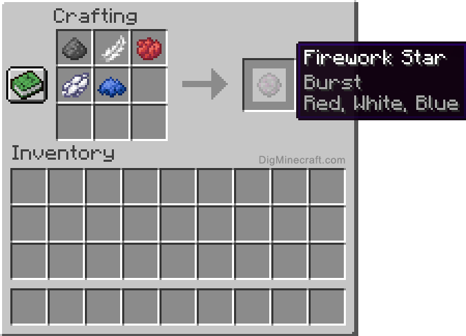 Crafting recipe for red, white and blue burst firework star