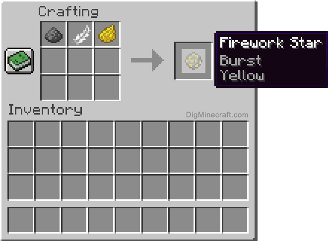 Crafting recipe for yellow burst firework star