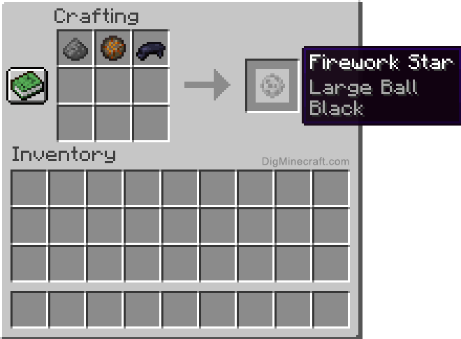 Crafting recipe for black large ball firework star