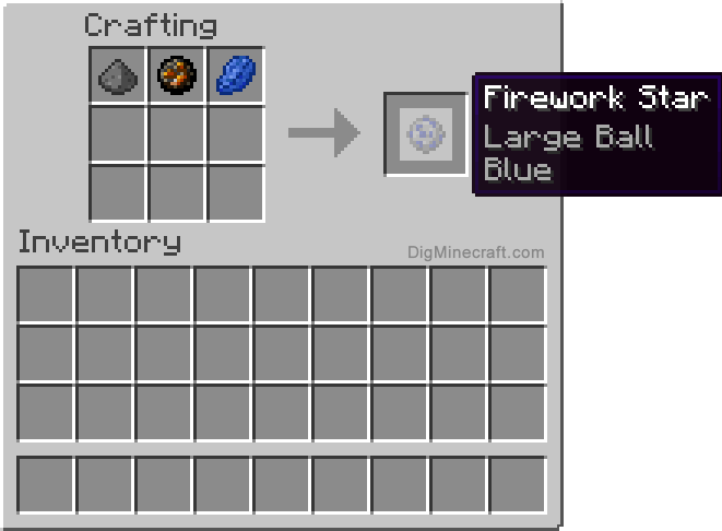 Crafting recipe for blue large ball firework star