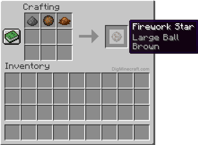 Crafting recipe for brown large ball firework star