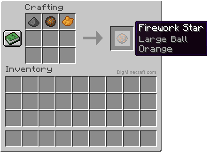 Crafting recipe for orange large ball firework star