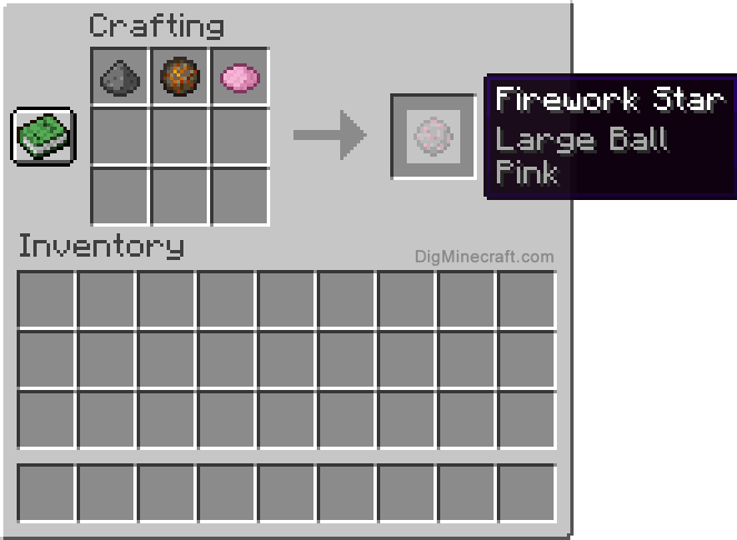 Crafting recipe for pink large ball firework star