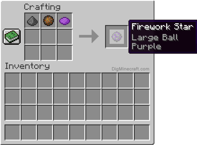 Crafting recipe for purple large ball firework star