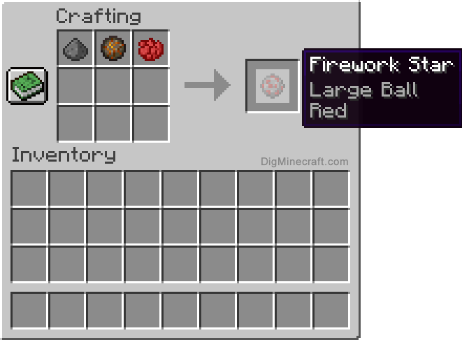 Crafting recipe for red large ball firework star