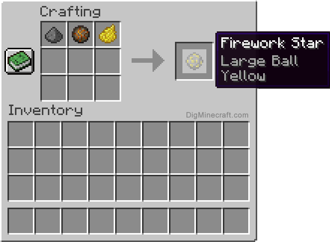 Crafting recipe for yellow large ball firework star