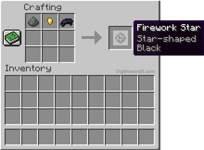 Crafting recipe for black star-shaped firework star