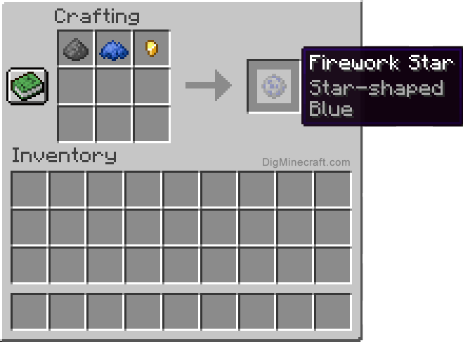 Crafting recipe for blue star-shaped firework star