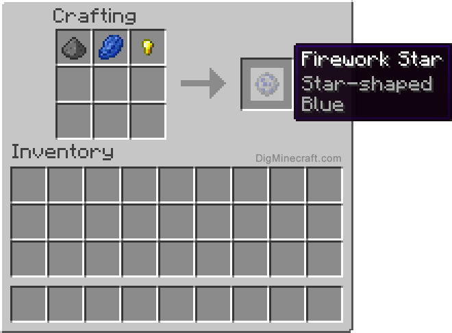 Crafting recipe for blue star-shaped firework star