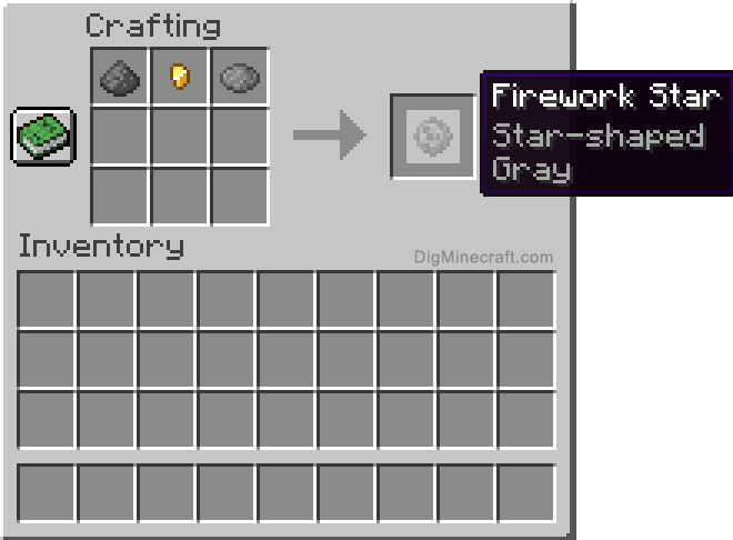 Crafting recipe for gray star-shaped firework star