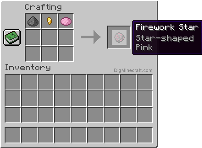 Crafting recipe for pink star-shaped firework star