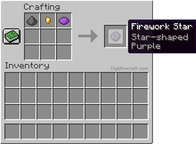 Crafting recipe for purple star-shaped firework star