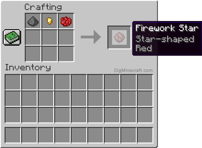 How to make a Red Star-Shaped Firework Star in Minecraft