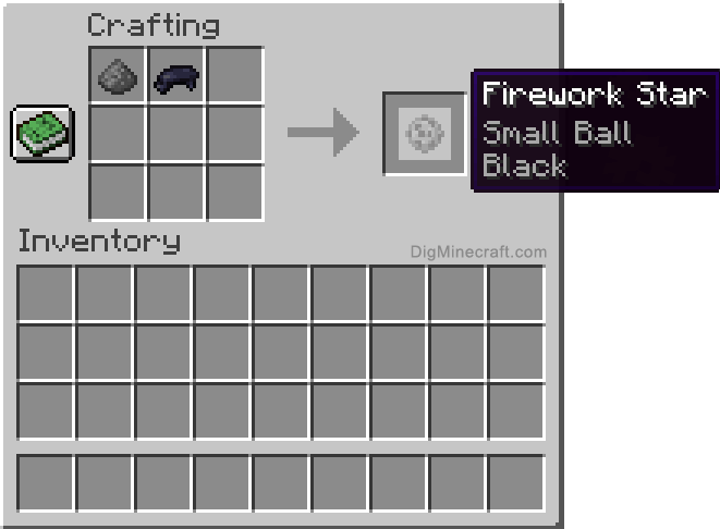 Crafting recipe for black small ball firework star