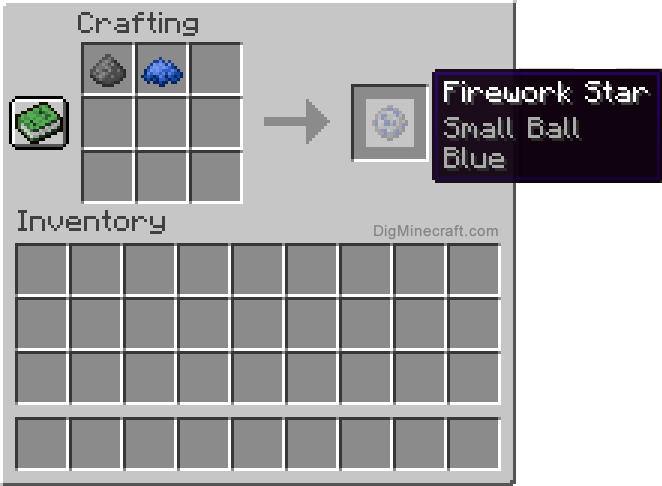Crafting recipe for blue small ball firework star