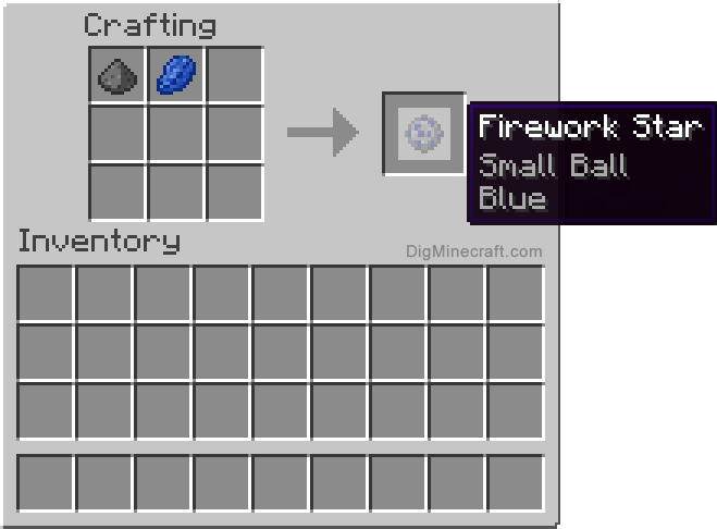 Crafting recipe for blue small ball firework star