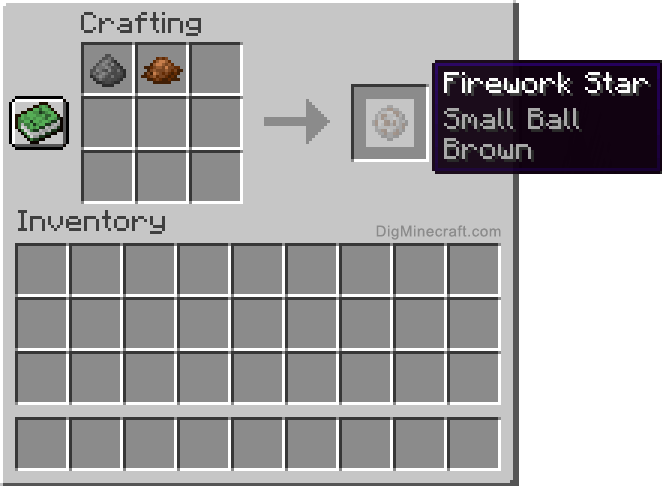 Crafting recipe for brown small ball firework star