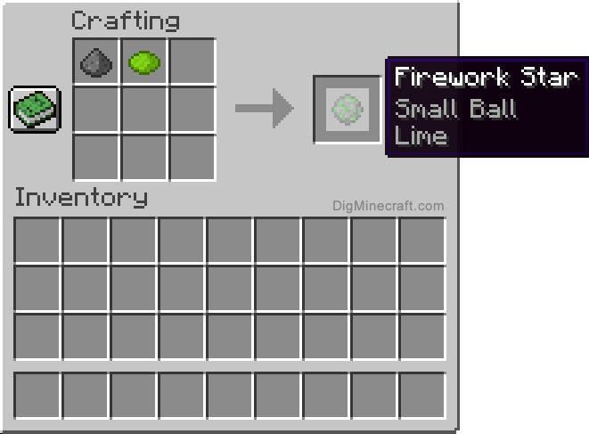 Crafting recipe for lime small ball firework star