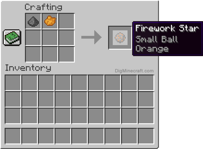 Crafting recipe for orange small ball firework star