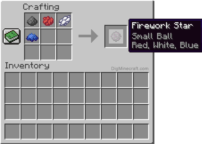 Crafting recipe for red, white and blue small ball firework star