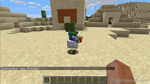 How to Summon a Baby Zombie Riding a Chicken in Minecraft