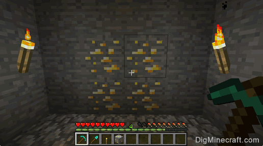 gold ore and pickaxe
