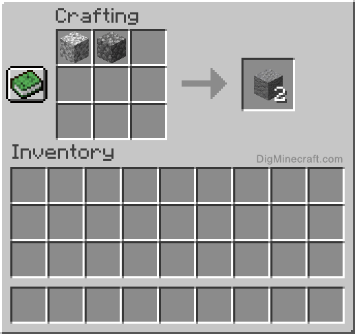 Crafting recipe for andesite