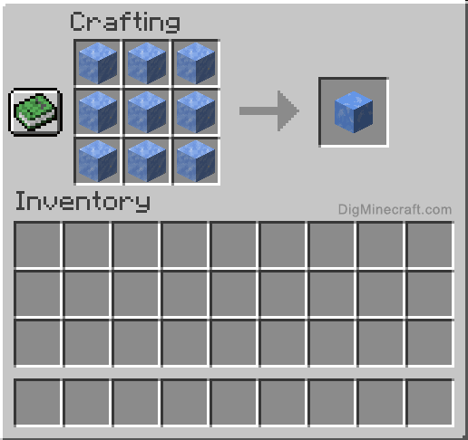 Crafting recipe for blue ice