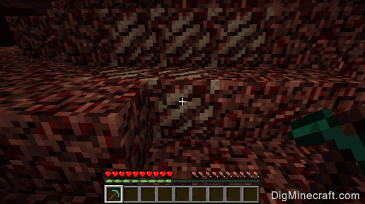 nether quartz ore and pickaxe