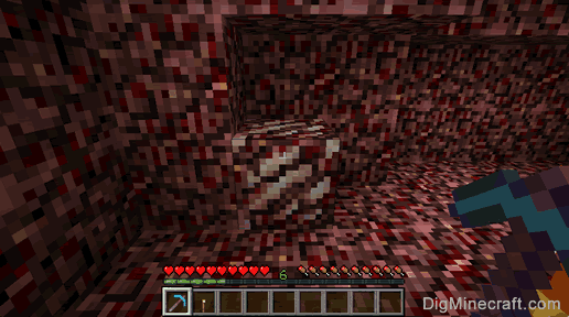 nether quartz ore and pickaxe