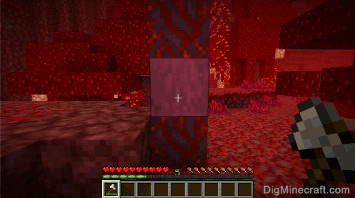 stripped crimson stem with axe