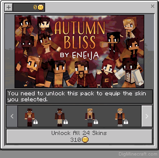 autumn bliss skin pack in minecraft store