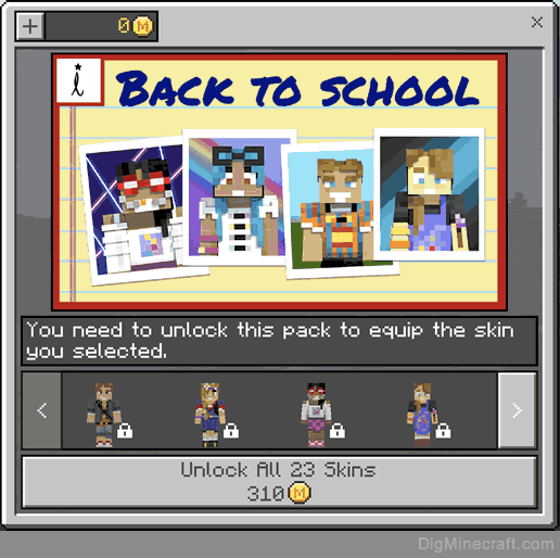 back to school skin pack in minecraft store