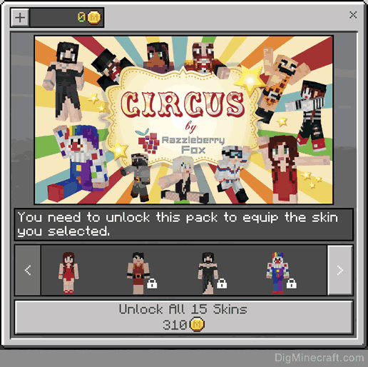 circus skin pack in minecraft store