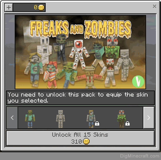 freaks and zombies skin pack in minecraft store