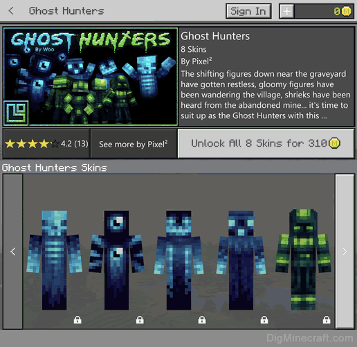 ghost hunters skin pack in minecraft store