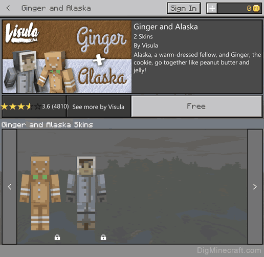 ginger and alaska skin pack in minecraft store