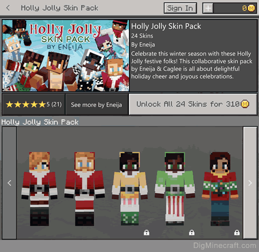 holly jolly skin pack in minecraft store