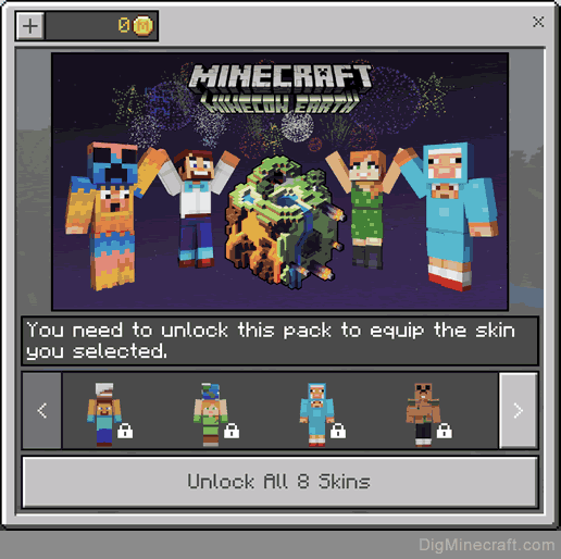 minecon earth 2017 skin pack in minecraft store