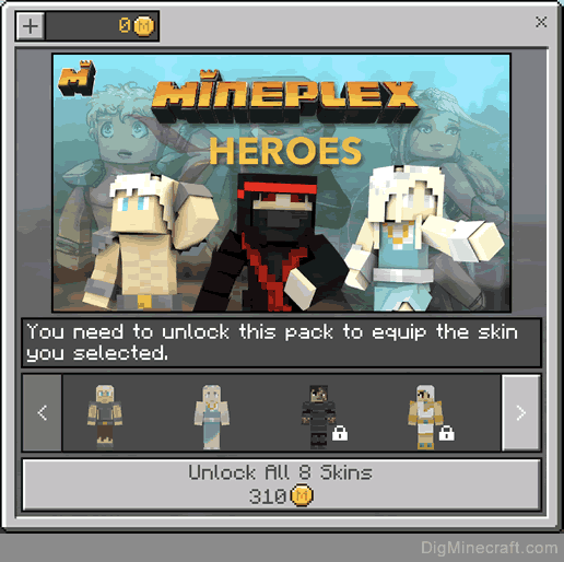 mineplex heroes skin pack in minecraft store