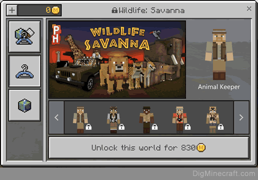 wildlife: savanna skin pack in minecraft store