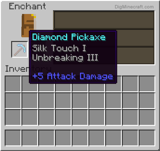 Completed enchanted diamond pickaxe