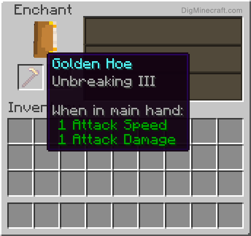 Completed enchanted golden hoe