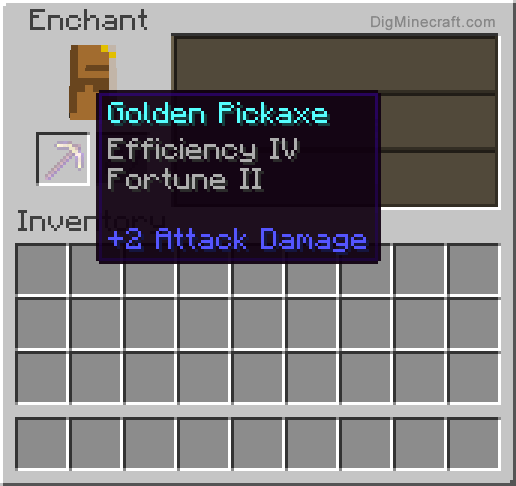 Completed enchanted golden pickaxe