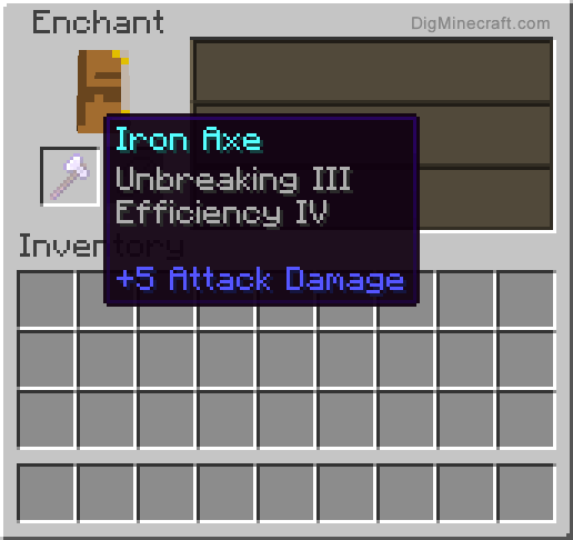 Completed enchanted iron axe