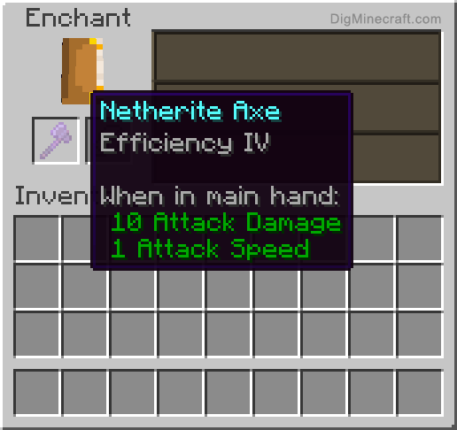 Completed enchanted netherite axe